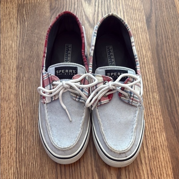 Sperry Shoes - Sperry Plaid White Red Blue Boat Shoes Women’s Size 7.5 — Classic Nautical Style